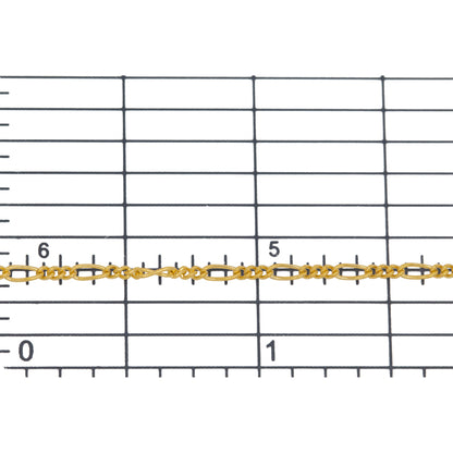 14kt Gold Filled Three of 1.4mm Width by 1.8mm Length Curb Links Followed by 1.7mm Width by 3.8mm Length Long Link, Figaro Chain. Price per: 1 Foot.