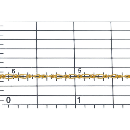 14kt Gold Filled 1.7mm Width by 3.5mm Length Smooth Oval Curb Link Connected By 1.3mm Width by 1.7mm Length Smooth Smaller Link, Figaro Chain. Price per: 1 Foot.