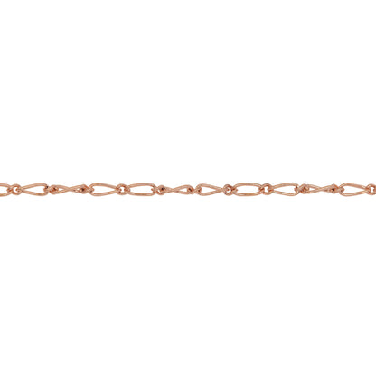 14kt Gold Filled - Rose Gold 1.7mm Width by 3.5mm Length Smooth Oval Curb Link Connected By 1.3mm Width by 1.7mm Length Smooth Smaller Link, Figaro Chain. Price per: 1 Foot.