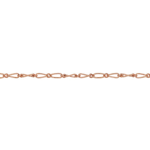 14kt Gold Filled - Rose Gold 1.7mm Width by 3.5mm Length Smooth Oval Curb Link Connected By 1.3mm Width by 1.7mm Length Smooth Smaller Link, Figaro Chain. Price per: 1 Foot.