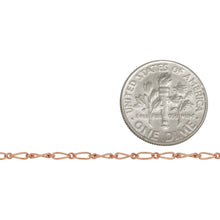 Load image into Gallery viewer, 14kt Gold Filled - Rose Gold 1.7mm Width by 3.5mm Length Smooth Oval Curb Link Connected By 1.3mm Width by 1.7mm Length Smooth Smaller Link, Figaro Chain. Price per: 1 Foot.
