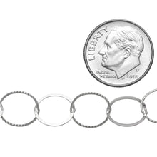 Load image into Gallery viewer, Sterling Silver 10.0mm Width Flat, Corrugated Circle Chain. Price per: 1 Foot.
