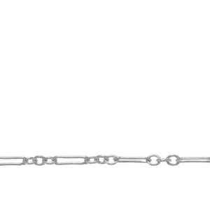 Chain by Foot. Sterling Silver 2.1mm Width by 2.7mm Length Short Links followed by 2.0mm Width by 6.9mm Length Long Link, Long and Short Chain. Price per: 1 Foot.