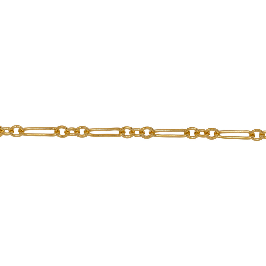 Chain by Foot. 14kt Gold Filled 2.1mm Width by 2.7mm Length Short Links Followed by 2.0mm Width by 6.9mm Length Long Link, Long and Short Chain. Price per: 1 Foot.
