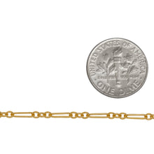 Load image into Gallery viewer, 14kt Gold Filled 2.1mm Width by 2.7mm Length Short Links Followed by 2.0mm Width by 6.9mm Length Long Link, Long and Short Chain. Price per: 1 Foot.
