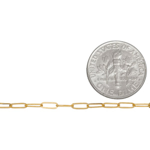 14kt Gold Filled 2.0mm Width by 5.0mm Length, Flat Cable Chain. Price per: 1 Foot.