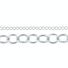 Load image into Gallery viewer, Sterling Silver 3.6mm Width by 4.0mm Length, Cable Chain. Price per: 1 Foot.
