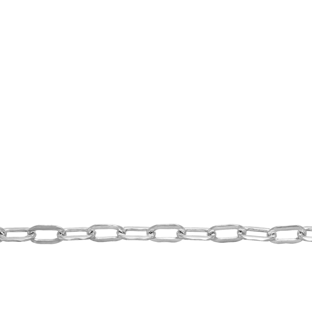 Chain by Foot. Sterling Silver 2.5mm Width by 4.9mm Length, Flat Cable Chain. Price per: 1 Foot.