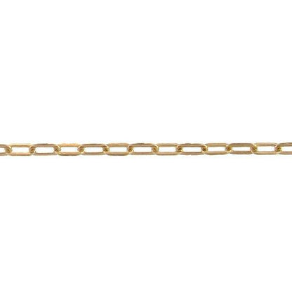 14kt Gold Filled 2.5mm Width by 4.9mm Length, Flat Cable Chain. Price per: 1 Foot.