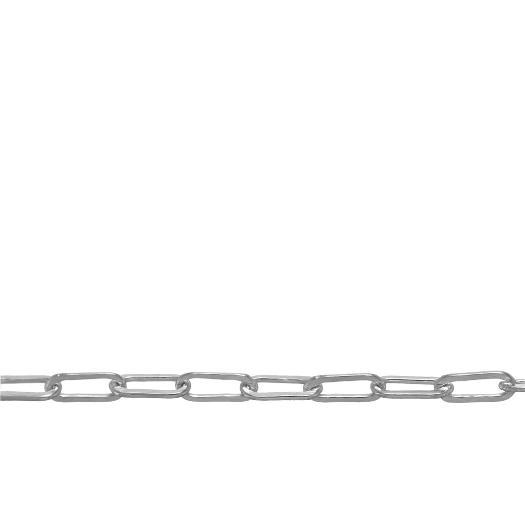 Chain by Foot. Sterling Silver 2.6mm Width by 6.1mm Length, Elongated Flat Cable Chain. Price per: 1 Foot.