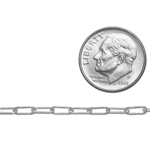 Sterling Silver 2.6mm Width by 6.1mm Length, Elongated Flat Cable Chain. Price per: 1 Foot.