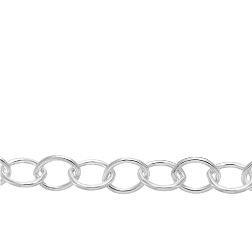 Chain by Foot. Sterling Silver 5.7mm Width by 7.5mm Length, Cable Chain. Price per: 1 Inch.