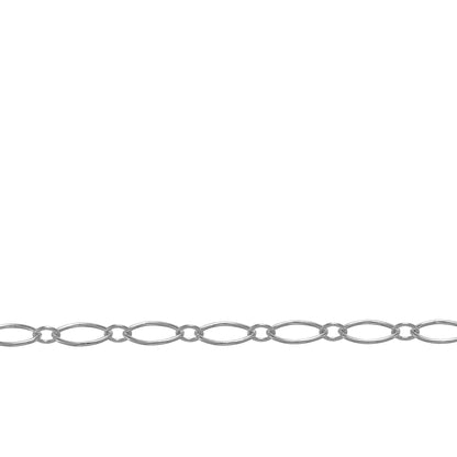 Chain by Foot. Sterling Silver 2.7mm Width by 5.4mm Length, Oval Long and Short Chain. Price per: 1 Foot.