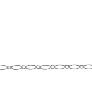 Chain by Foot. Sterling Silver 2.7mm Width by 5.4mm Length, Oval Long and Short Chain. Price per: 1 Foot.