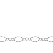 Load image into Gallery viewer, Chain by Foot. Sterling Silver Three of 2.59mm Width by 2.85mm Length Smaller Oval Links Followed by 4.27mm Width by 7.4mm Length Larger Oval Link, Smooth Long and Short Chain. Price per: 1 Foot.
