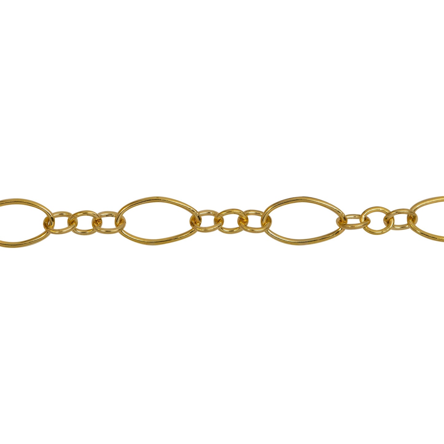 Chain by Foot. 14kt Gold Filled 4.0mm Width by 7.4mm Length Long Oval Links, Long and Short Chain. Price per: 1 Foot.