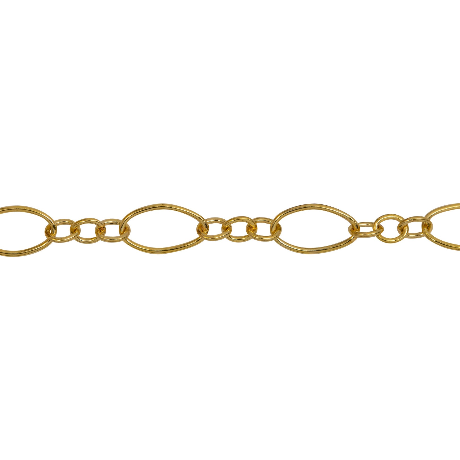 Chain by Foot. 14kt Gold Filled 4.0mm Width by 7.4mm Length Long Oval Links, Long and Short Chain. Price per: 1 Foot.