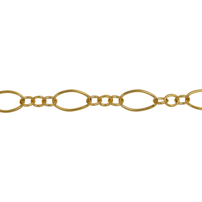 Chain by Foot. 14kt Gold Filled 4.0mm Width by 7.4mm Length Long Oval Links, Long and Short Chain. Price per: 1 Foot.