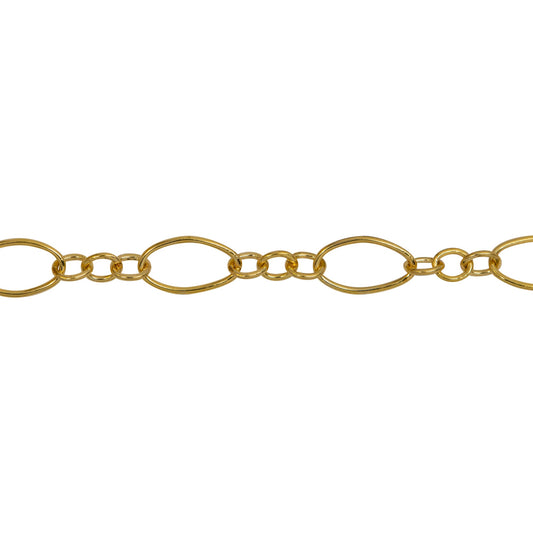 Chain by Foot. 14kt Gold Filled 4.0mm Width by 7.4mm Length Long Oval Links, Long and Short Chain. Price per: 1 Foot.