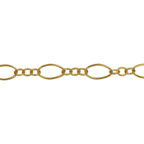 Chain by Foot. 14kt Gold Filled 4.0mm Width by 7.4mm Length Long Oval Links, Long and Short Chain. Price per: 1 Foot.