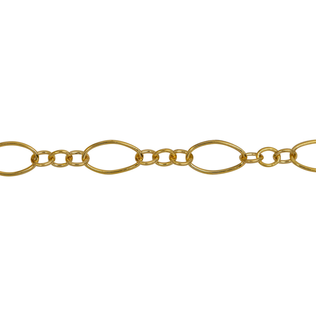 Chain by Foot. 14kt Gold Filled 4.0mm Width by 7.4mm Length Long Oval Links, Long and Short Chain. Price per: 1 Foot.