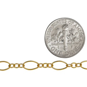 14kt Gold Filled 4.0mm Width by 7.4mm Length Long Oval Links, Long and Short Chain. Price per: 1 Foot.