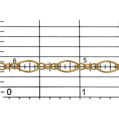 14kt Gold Filled 4.0mm Width by 7.4mm Length Long Oval Links, Long and Short Chain. Price per: 1 Foot.