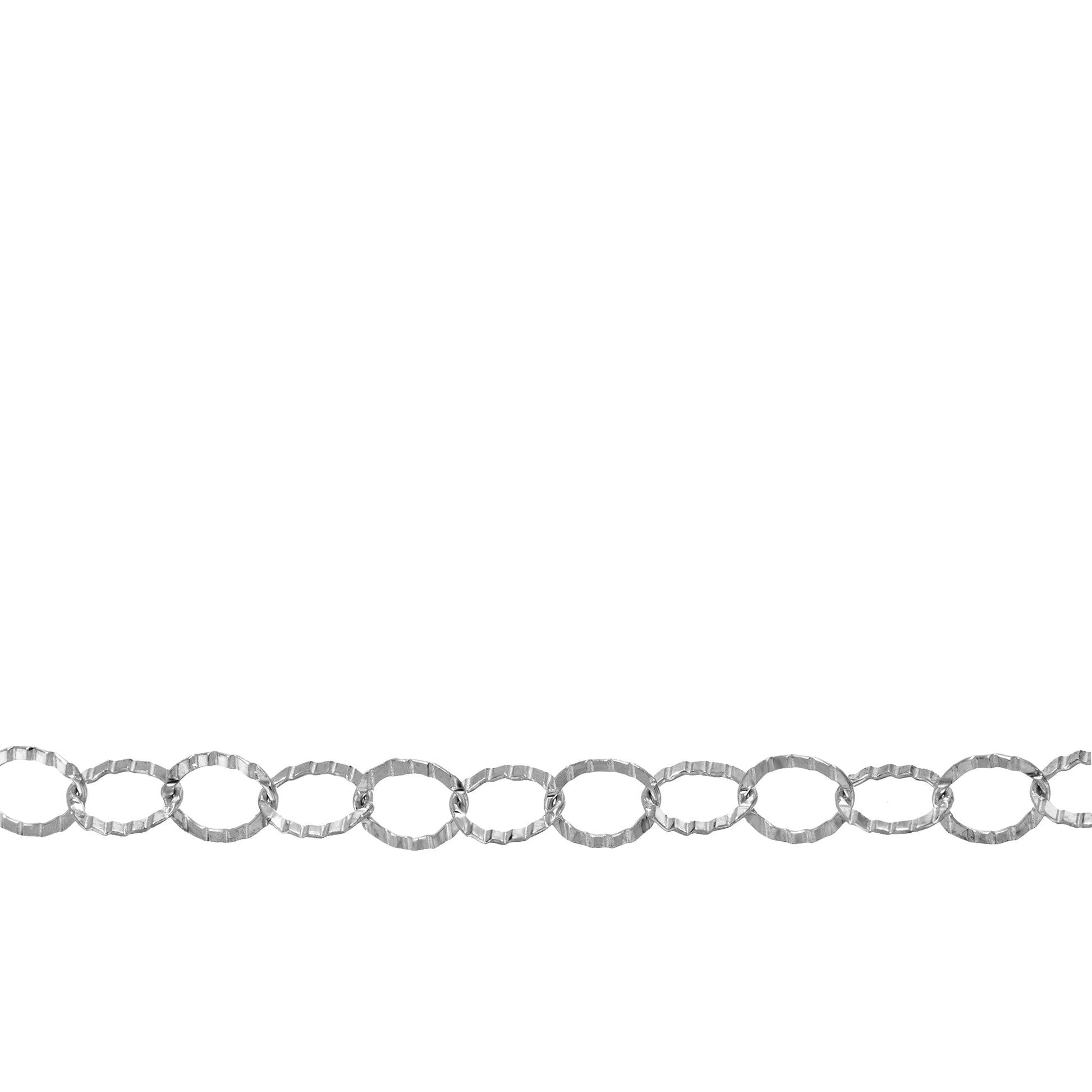 Chain by Foot. Sterling Silver 3.5mm Width by 3.7mm Length, Flat Corrugated Cable Chain. Price per: 1 Foot.