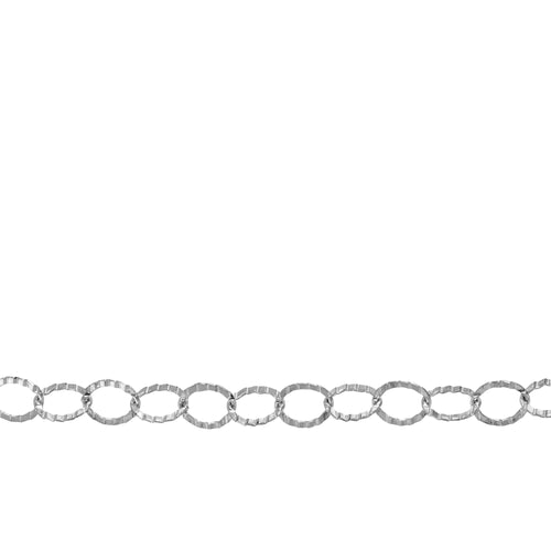 Chain by Foot. Sterling Silver 3.5mm Width by 3.7mm Length, Flat Corrugated Cable Chain. Price per: 1 Foot.