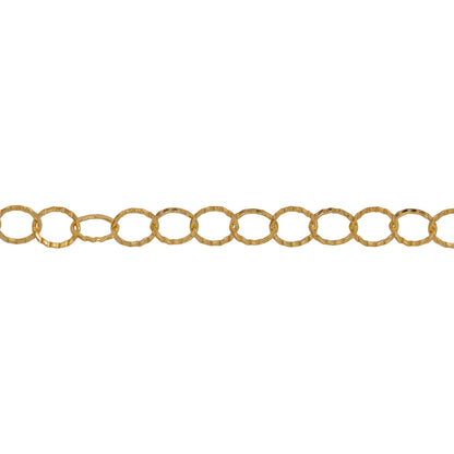 Chain by Foot. 14kt Gold Filled 3.5mm Width by 3.7mm Length, Flat Corrugated Cable Chain. Price per: 1 Foot.