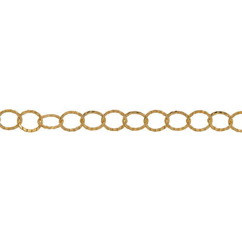 Chain by Foot. 14kt Gold Filled 3.5mm Width by 3.7mm Length, Flat Corrugated Cable Chain. Price per: 1 Foot.