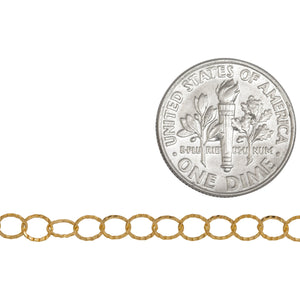 14kt Gold Filled 3.5mm Width by 3.7mm Length, Flat Corrugated Cable Chain. Price per: 1 Foot.