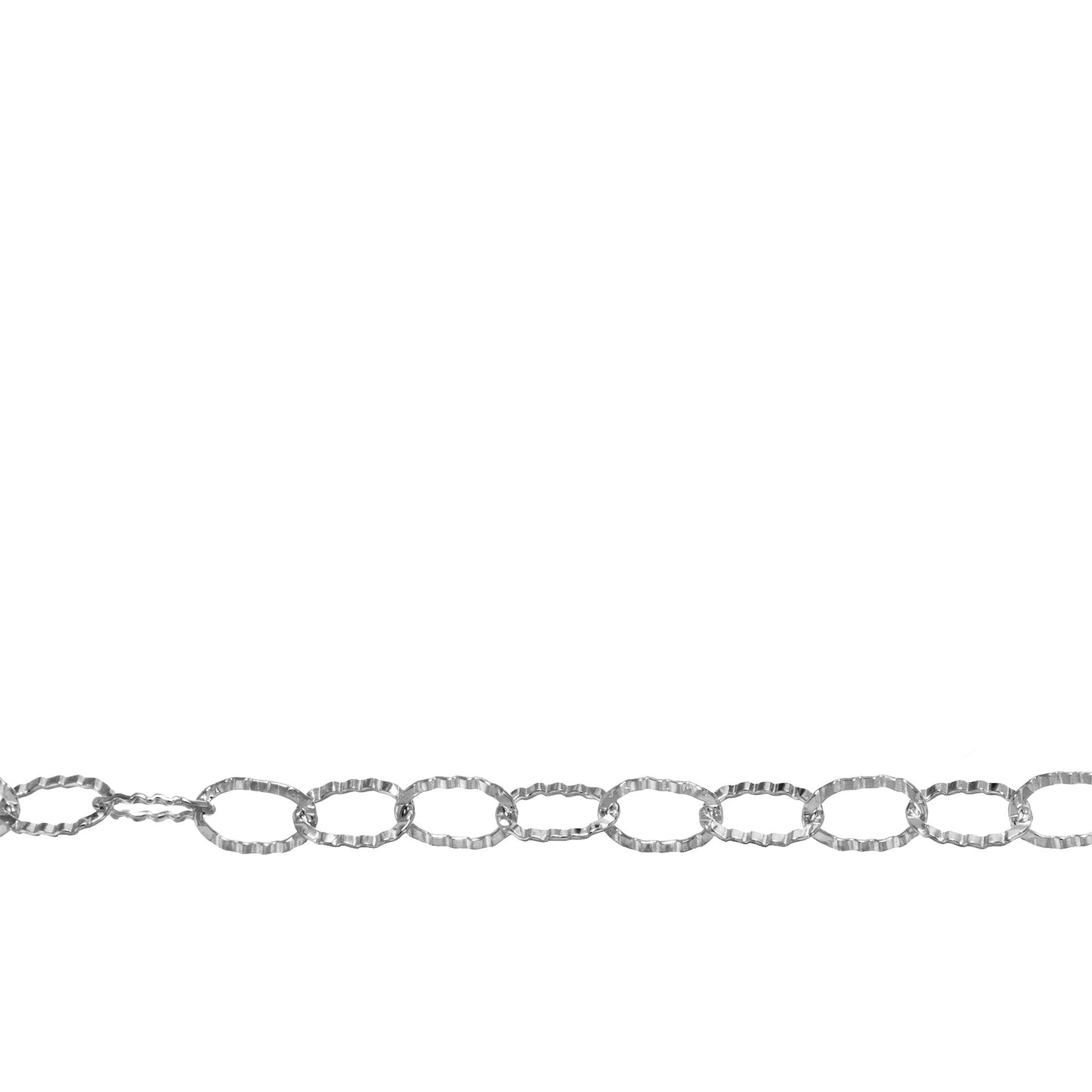 Chain by Foot. Sterling Silver 2.8mm Width by 4.5mm Length Flat Corrugated Cable Chain. Price per: 1 Foot.