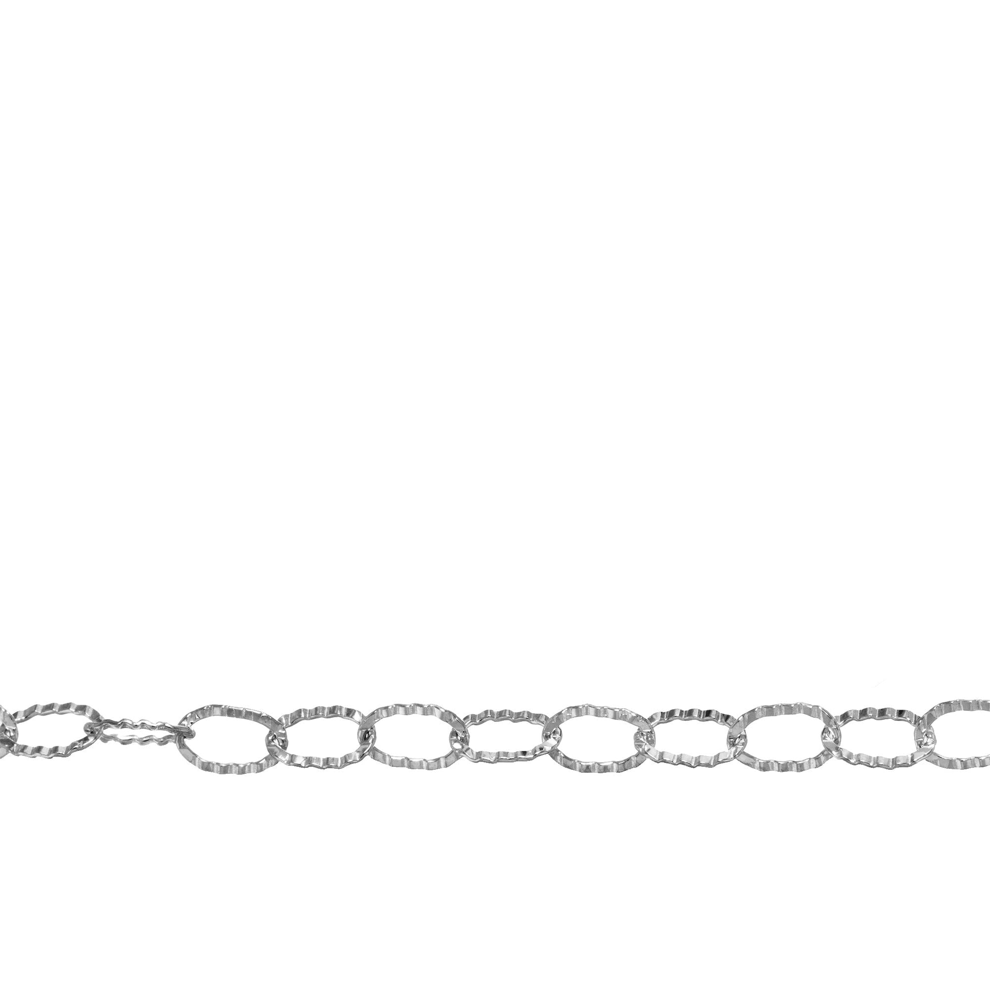 Chain by Foot. Sterling Silver 2.8mm Width by 4.5mm Length Flat Corrugated Cable Chain. Price per: 1 Foot.