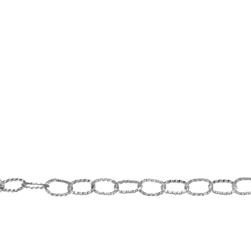 Chain by Foot. Sterling Silver 2.8mm Width by 4.5mm Length Flat Corrugated Cable Chain. Price per: 1 Foot.