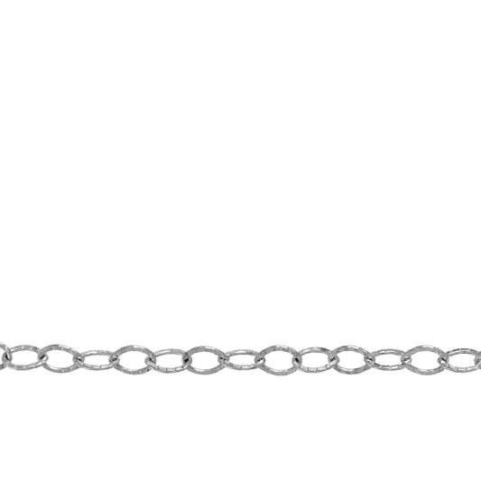Chain by Foot. Sterling Silver 2.7mm Width by 3.9mm Length Flat Corrugated Cable Chain. Price per: 1 Foot.