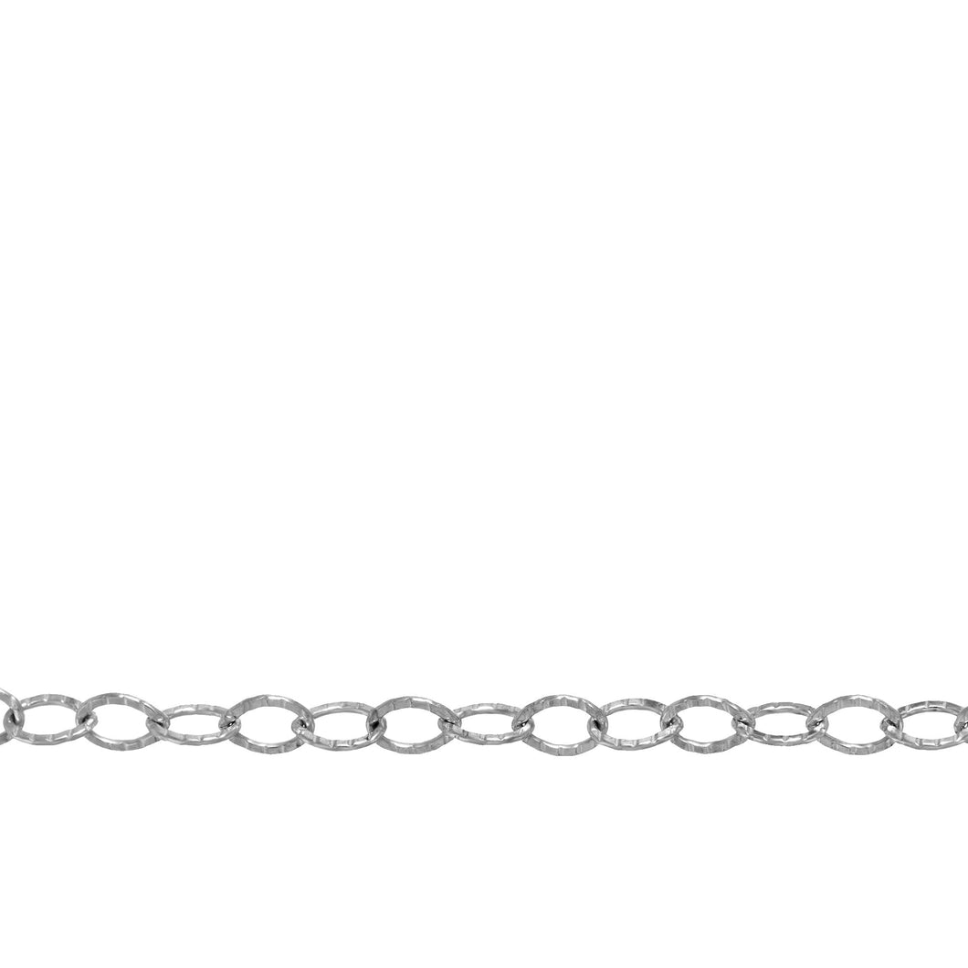 Chain by Foot. Sterling Silver 2.7mm Width by 3.9mm Length Flat Corrugated Cable Chain. Price per: 1 Foot.