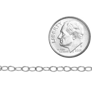 Sterling Silver 2.7mm Width by 3.9mm Length Flat Corrugated Cable Chain. Price per: 1 Foot.