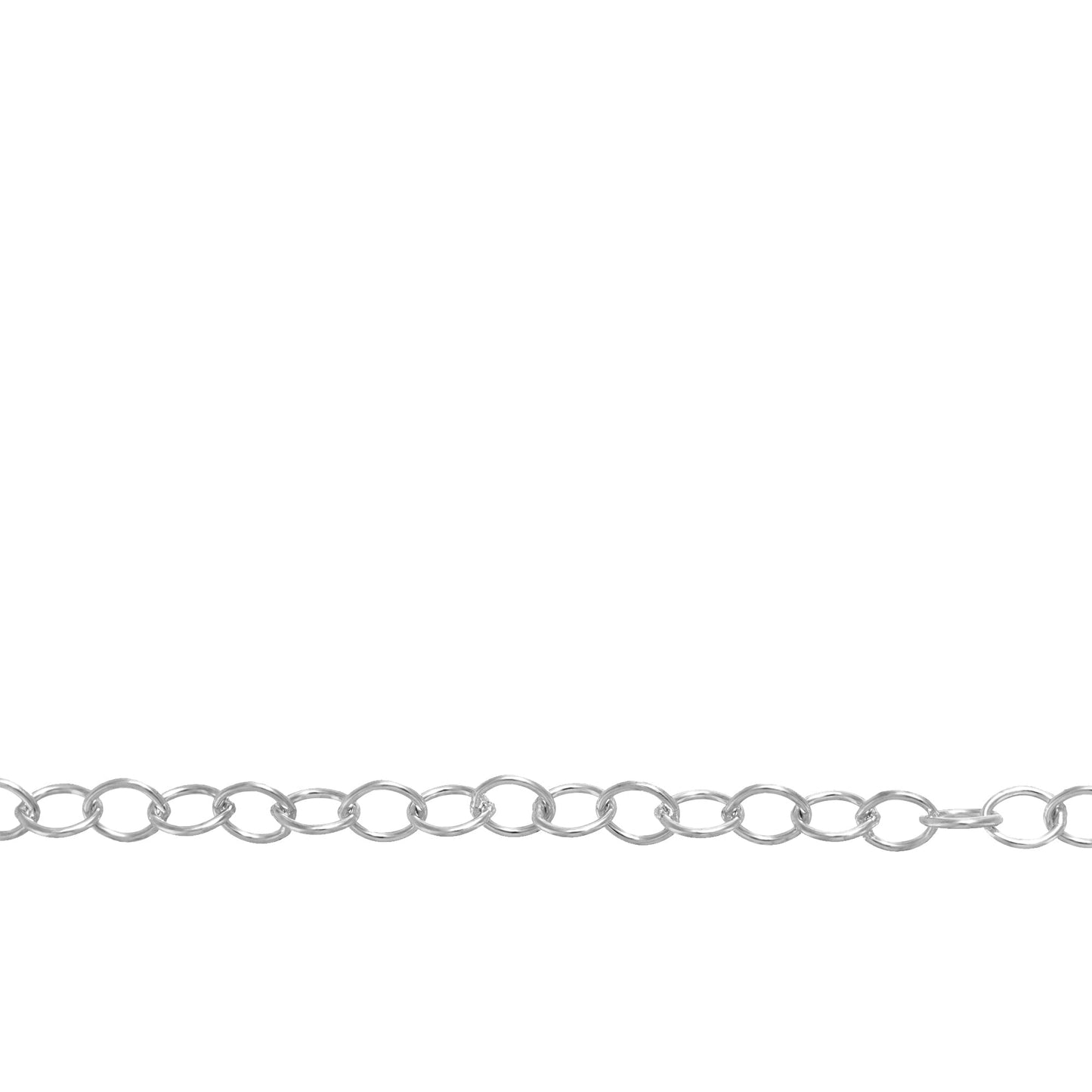 Chain by Foot. Sterling Silver 2.5mm Width by 3.2mm Length, Cable Chain. Price per: 1 Foot.