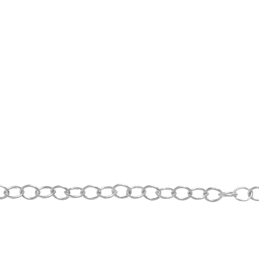 Chain by Foot. Sterling Silver 2.5mm Width by 3.2mm Length, Cable Chain. Price per: 1 Foot.