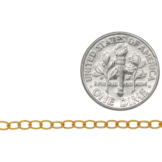 14kt Gold Filled 2.5mm Width by 3.2mm Length, Cable Chain. Price per: 1 Foot.