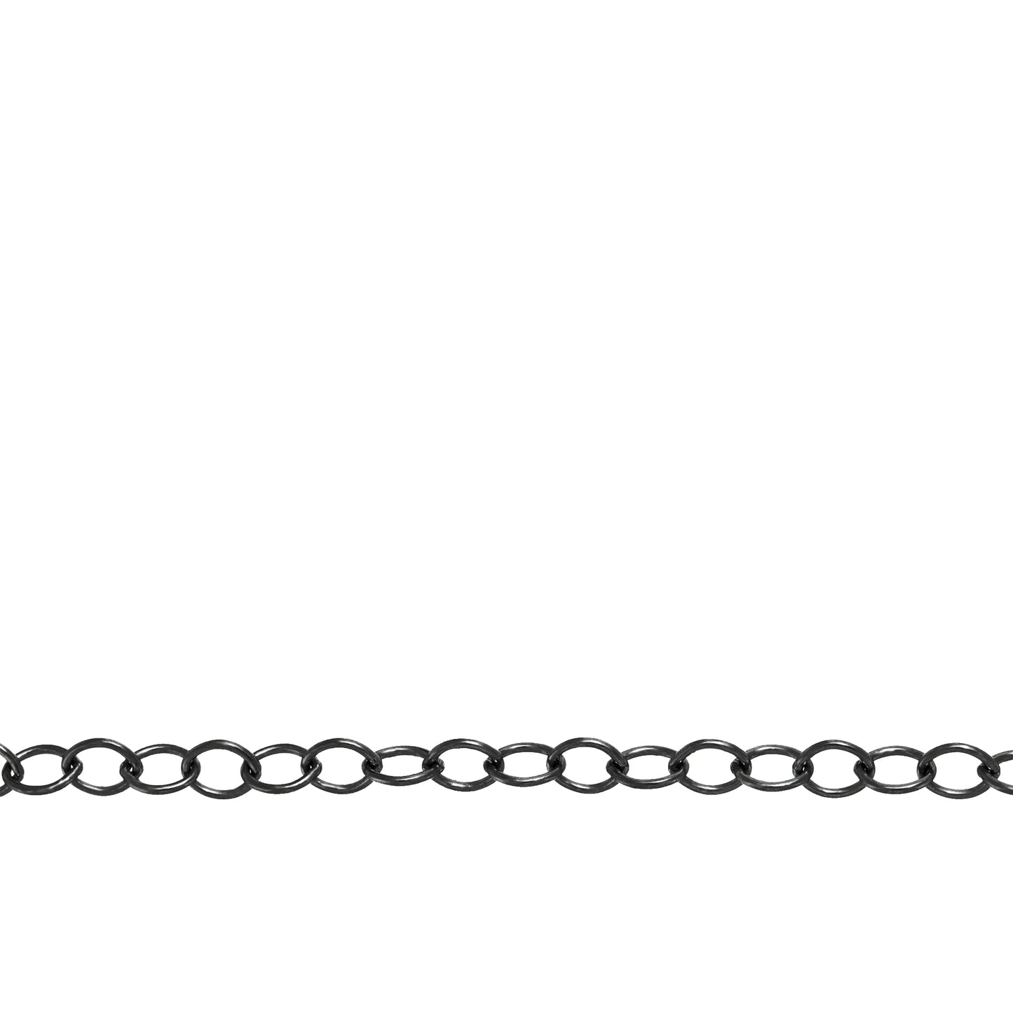 Sterling Silver Black Diamond Finish 2.5mm Width by 3.2mm Length, Cable Chain. Price per: 1 Foot.