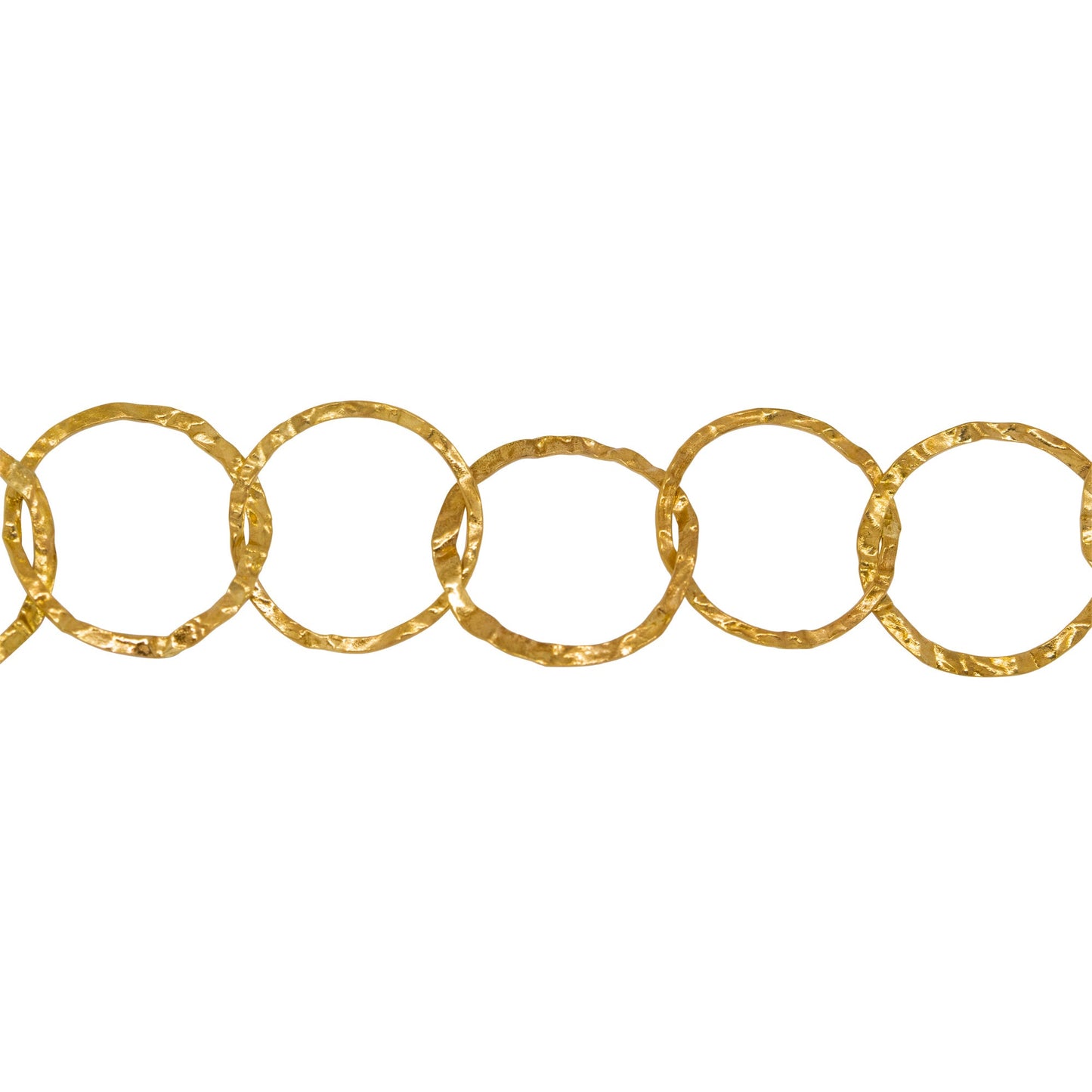 Chain by Foot. 14kt Gold Filled - Rose Gold Plated 15.65mm Width / Length Hammered Circle Chain. Price per: 1 Foot.