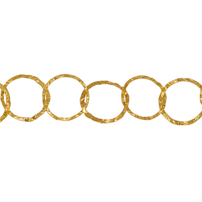 Chain by Foot. 14kt Gold Filled - Rose Gold Plated 15.65mm Width / Length Hammered Circle Chain. Price per: 1 Foot.