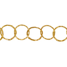 Load image into Gallery viewer, Chain by Foot. 14kt Gold Filled - Rose Gold Plated 15.65mm Width / Length Hammered Circle Chain. Price per: 1 Foot.
