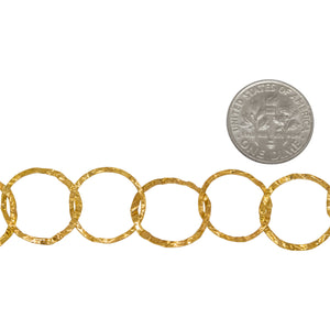 14kt Gold Filled - Rose Gold Plated 15.65mm Width / Length Hammered Circle Chain. Price per: 1 Foot.