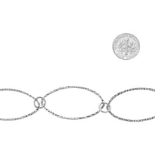 Load image into Gallery viewer, Sterling Silver 21.6mm Width by 42.5mm Length, Hammered Oval Link with 8.2mm Width / Length Closed ring, Long and Short Chain. Price per: 1 Foot.
