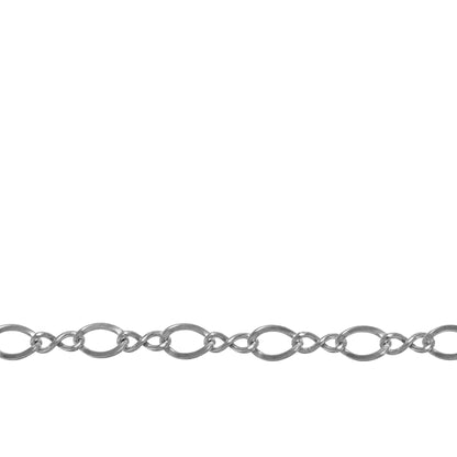 Chain by Foot. Sterling Silver 2.7mm Width by 4.8mm Length Oval Curb Link, Figure 8 Chain. Price per: 1 Foot.