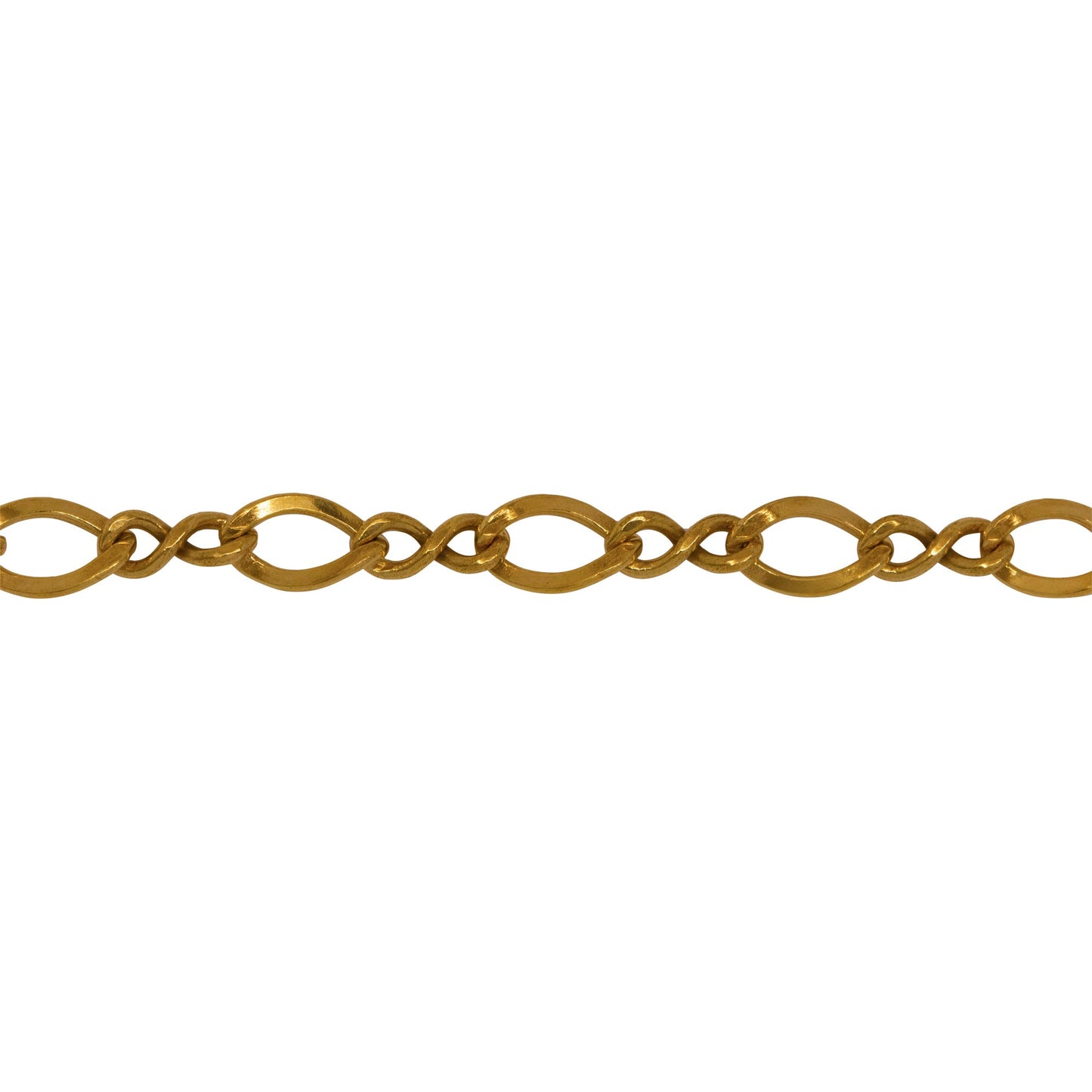 Chain by Foot. 14kt Gold Filled 4.2mm Width by 6.4mm Length Oval Curb Link connected to 2.5mm Width by 6.4mm Length Figure 8, Figure 8 Chain. Price per: 1 Foot.