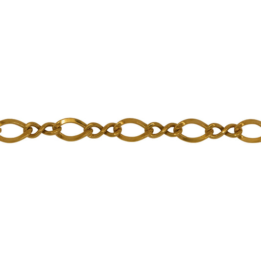 Chain by Foot. 14kt Gold Filled 4.2mm Width by 6.4mm Length Oval Curb Link connected to 2.5mm Width by 6.4mm Length Figure 8, Figure 8 Chain. Price per: 1 Foot.